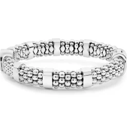 Single Station Diamond Circle Caviar Bracelet | 9mm
