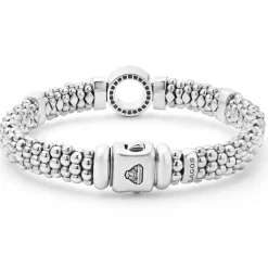 Single Station Diamond Circle Caviar Bracelet | 9mm
