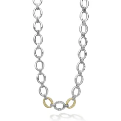 Single Station Diamond Link Necklace