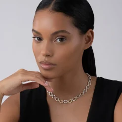 Single Station Diamond Link Necklace