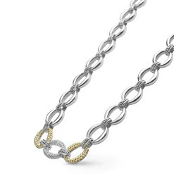 Single Station Diamond Link Necklace
