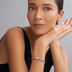 Six Station Diamond Caviar Bracelet | 6mm