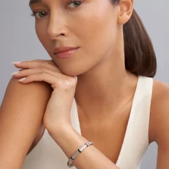 Six Station Diamond Caviar Bracelet | 6mm