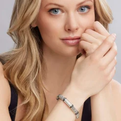 Six Station Diamond Caviar Bracelet | 9mm