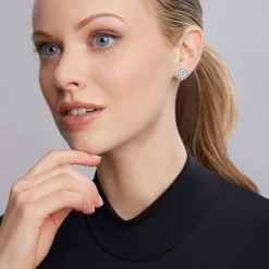 Small Caviar Circle Diamond Earrings