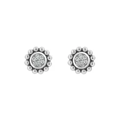 Small Caviar Circle Diamond Earrings