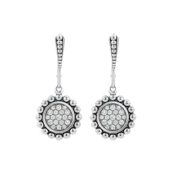 Small Caviar Circle Diamond Drop Earrings