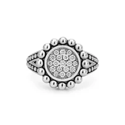 Small Caviar Circle Diamond Ring
