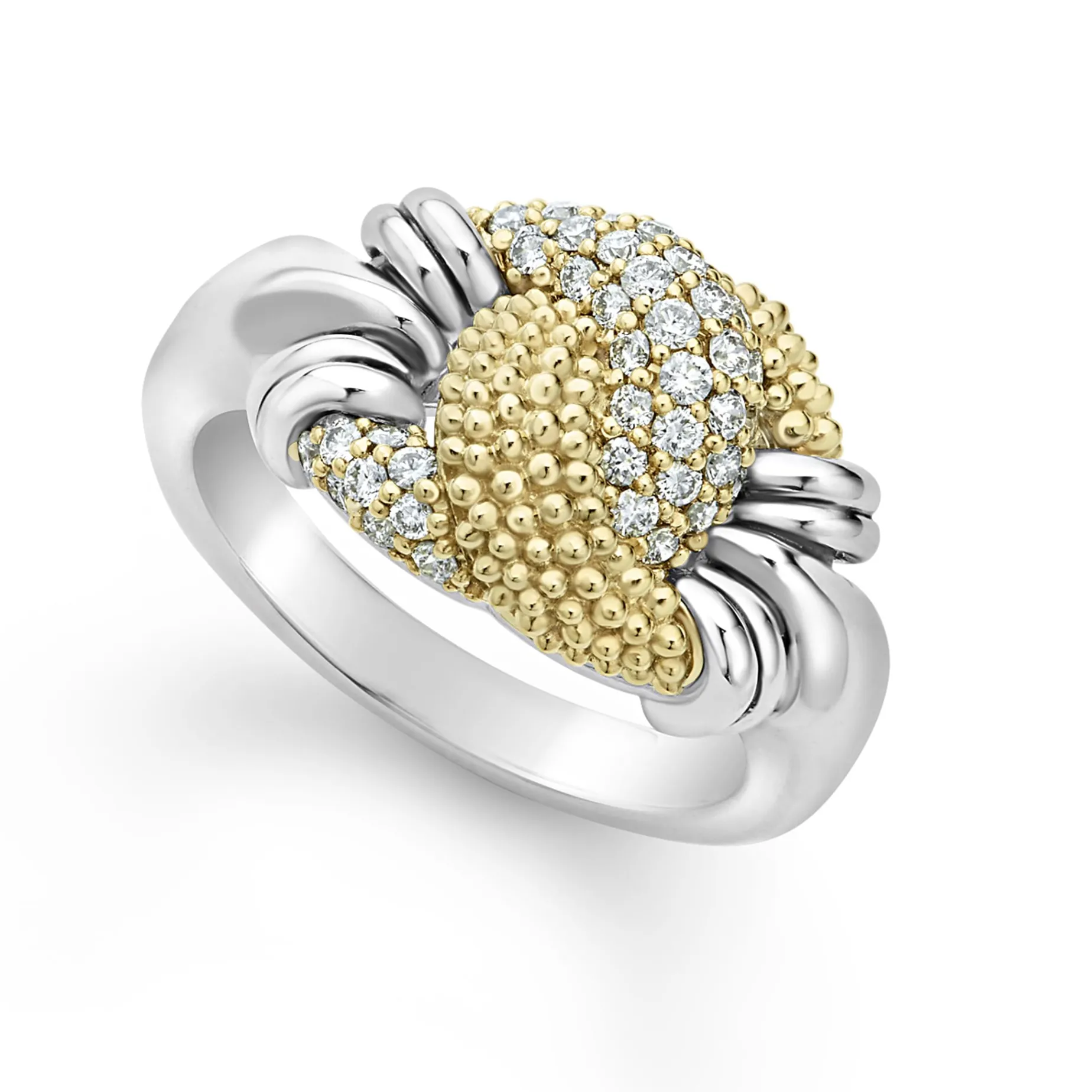 Small Caviar Diamond Knot Ring