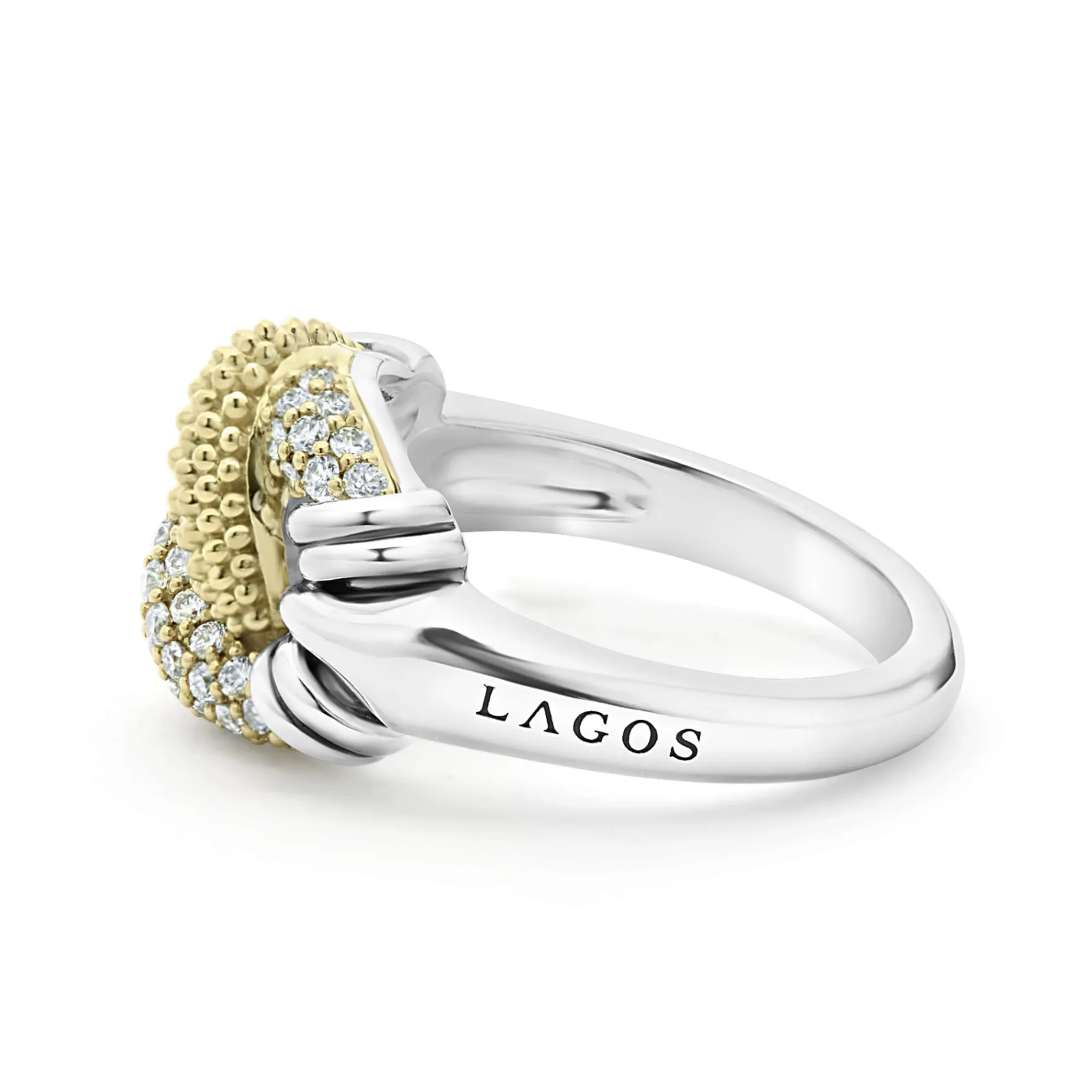 Small Caviar Diamond Knot Ring