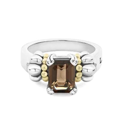 Small Emerald-Cut Smokey Quartz Ring