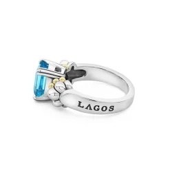 Small Emerald-Cut Swiss Blue Topaz Ring