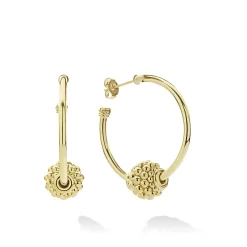 Small 18K Gold Caviar Ball Hoop Earrings