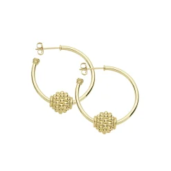 Small 18K Gold Caviar Ball Hoop Earrings