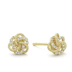 Small 18K Gold Love Knot Diamond Earrings