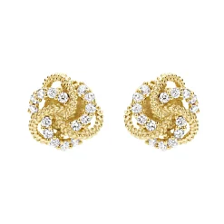 Small 18K Gold Love Knot Diamond Earrings