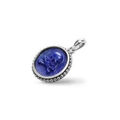 Small Lapis Skull Crossbone Amulet