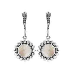 Small Mother of Pearl Circle Drop Earrings