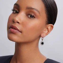 Small Onyx Circle Drop Earrings