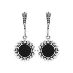 Small Onyx Circle Drop Earrings