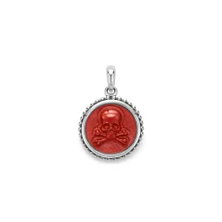 Small Red Jasper Skull Crossbone Amulet