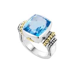 Small Swiss Blue Topaz Statement Ring