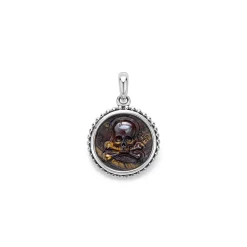 Small Tiger Iron Skull Crossbone Amulet