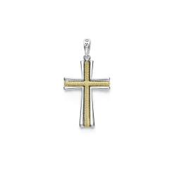 Small Two-Tone Caviar Beaded Cross Amulet