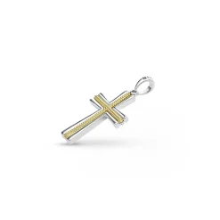 Small Two-Tone Caviar Beaded Cross Amulet