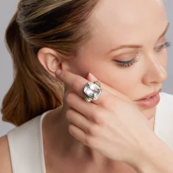 Small White Topaz Statement Ring