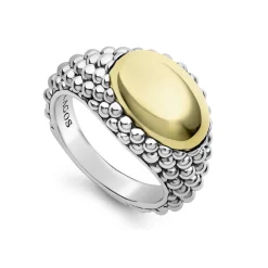 Smooth Two-Tone Caviar Ring