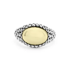 Smooth Two-Tone Caviar Ring