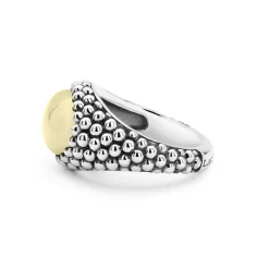 Smooth Two-Tone Caviar Ring