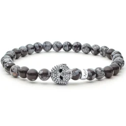 Snowflake Obsidian Skull Bracelet