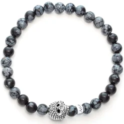 Snowflake Obsidian Skull Bracelet