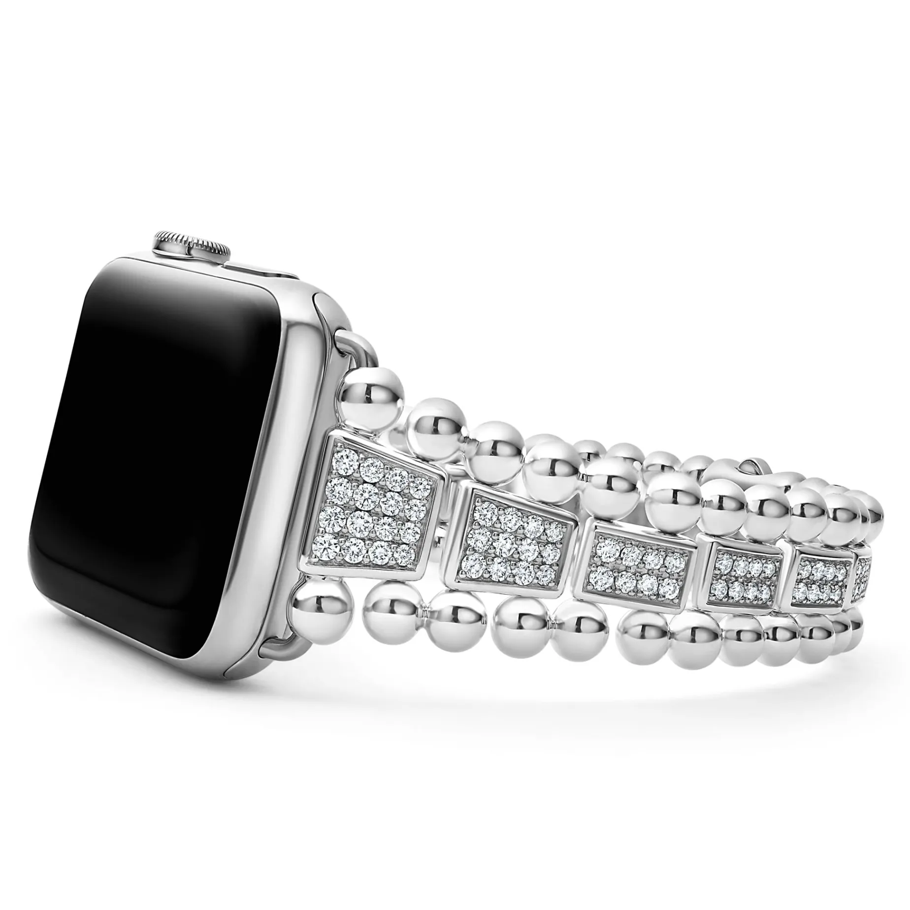 Sterling Silver Full Diamond Watch Bracelet-42-49mm