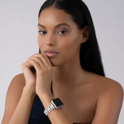 Sterling Silver Full Diamond Watch Bracelet-38-45mm
