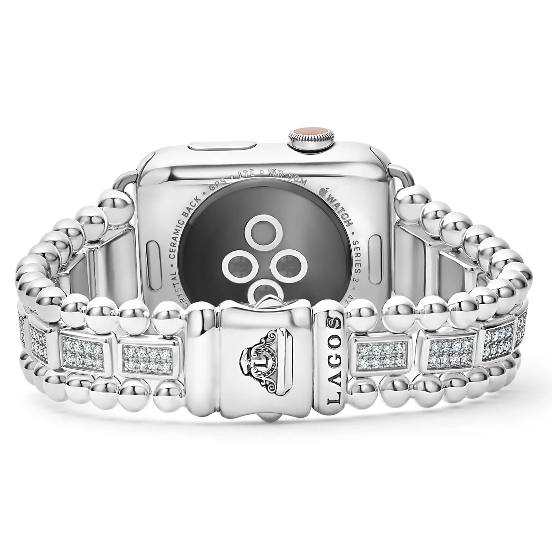 Sterling Silver Full Diamond Watch Bracelet-42-49mm