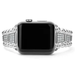 Sterling Silver Full Diamond Watch Bracelet-42-49mm