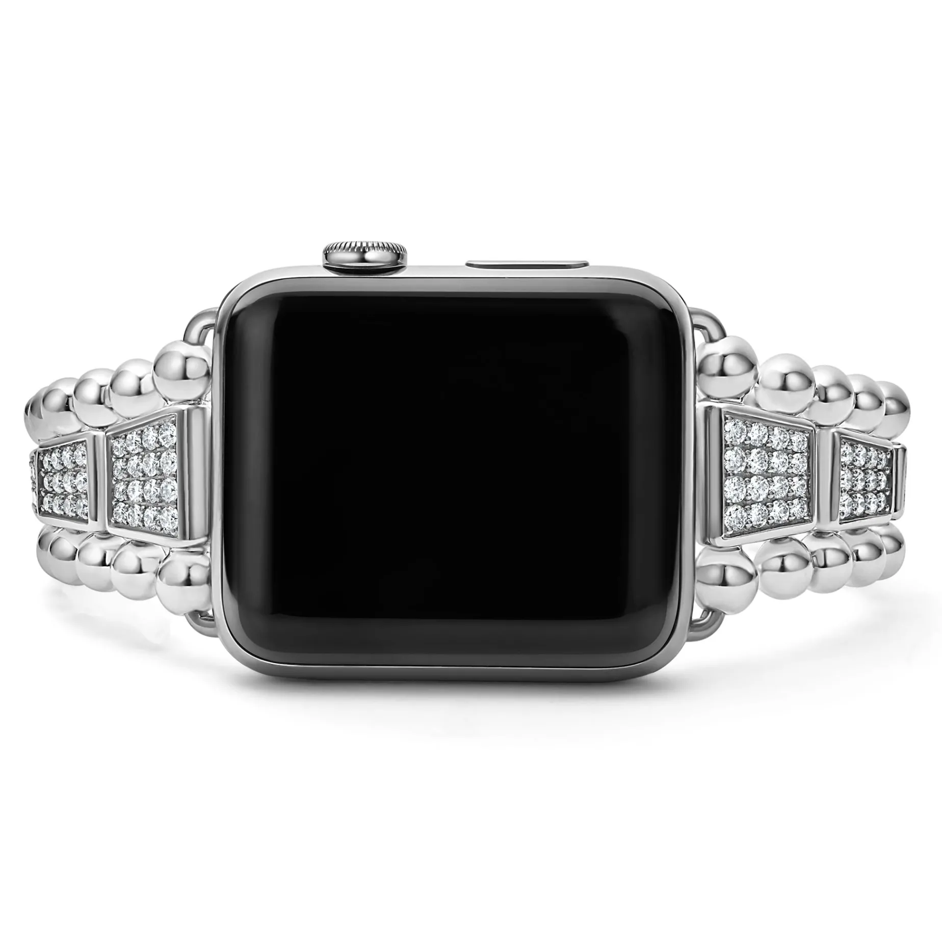 Sterling Silver Full Diamond Watch Bracelet-42-49mm