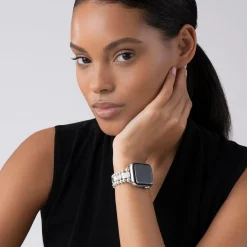 Sterling Silver Half Diamond Watch Bracelet-38-45mm