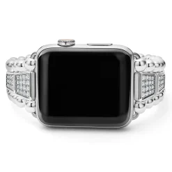 Sterling Silver Half Diamond Watch Bracelet-42-49mm