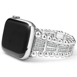 Sterling Silver Two-Row Diamond Watch Bracelet - 42-49mm