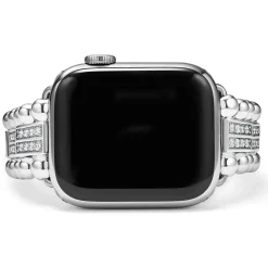Sterling Silver Two-Row Diamond Watch Bracelet - 38-45mm