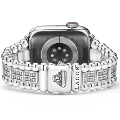 Sterling Silver Two-Row Diamond Watch Bracelet - 38-45mm