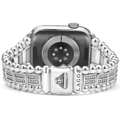 Sterling Silver Two-Row Diamond Watch Bracelet - 42-49mm