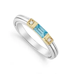 Swiss Blue Topaz and Diamond Stacking Ring