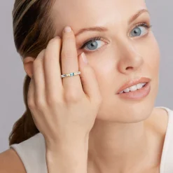 Swiss Blue Topaz and Diamond Stacking Ring
