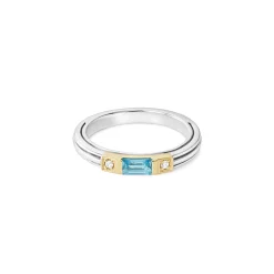 Swiss Blue Topaz and Diamond Stacking Ring
