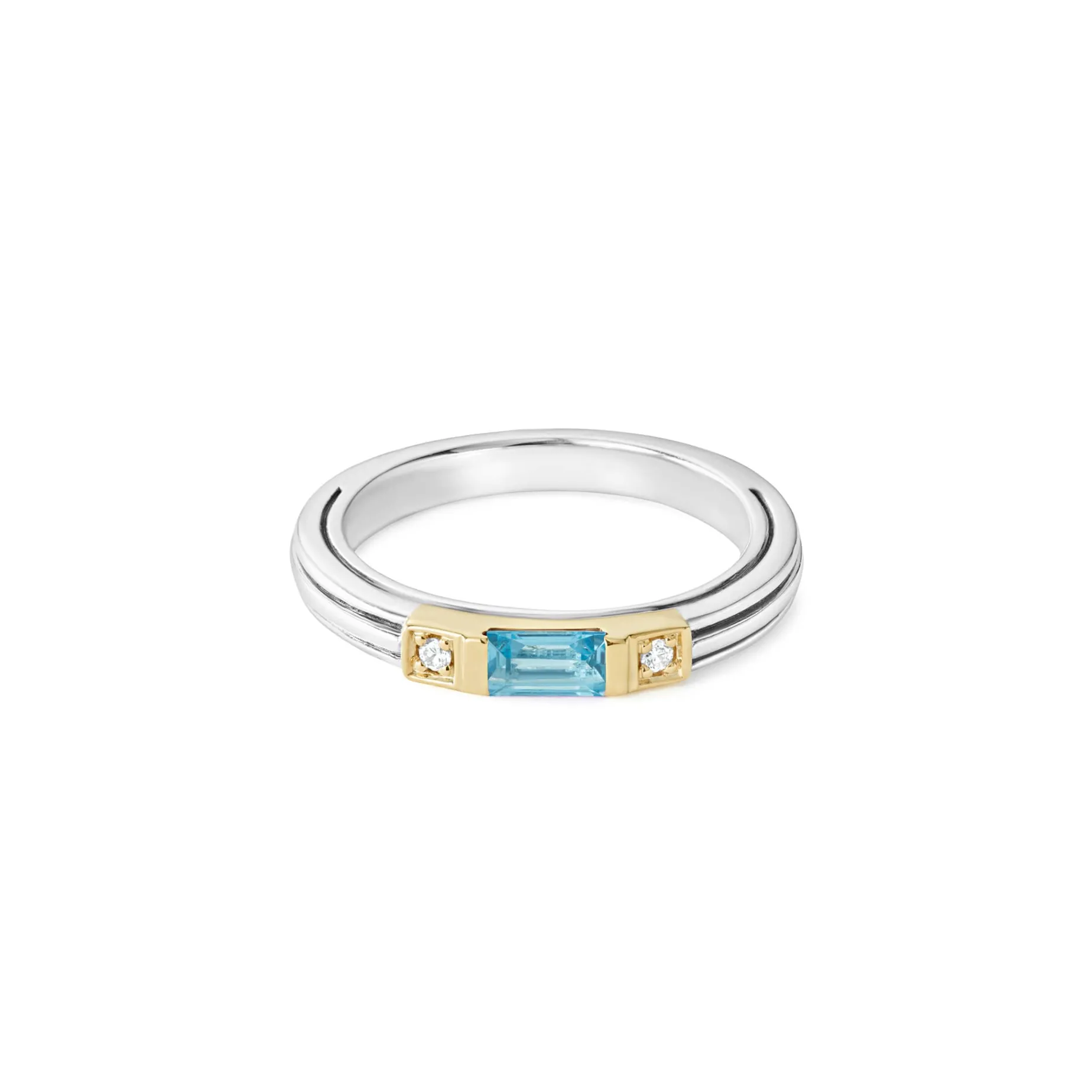 Swiss Blue Topaz and Diamond Stacking Ring